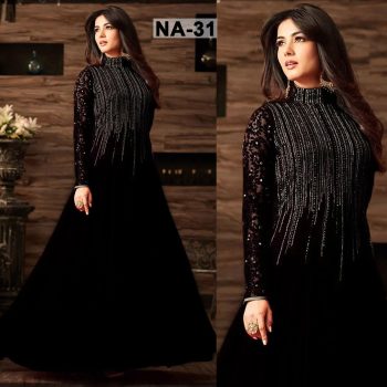 Chiffon Heavy Handwork Embroidered Dress Complete 3 Piece Unstitched Code NA-31