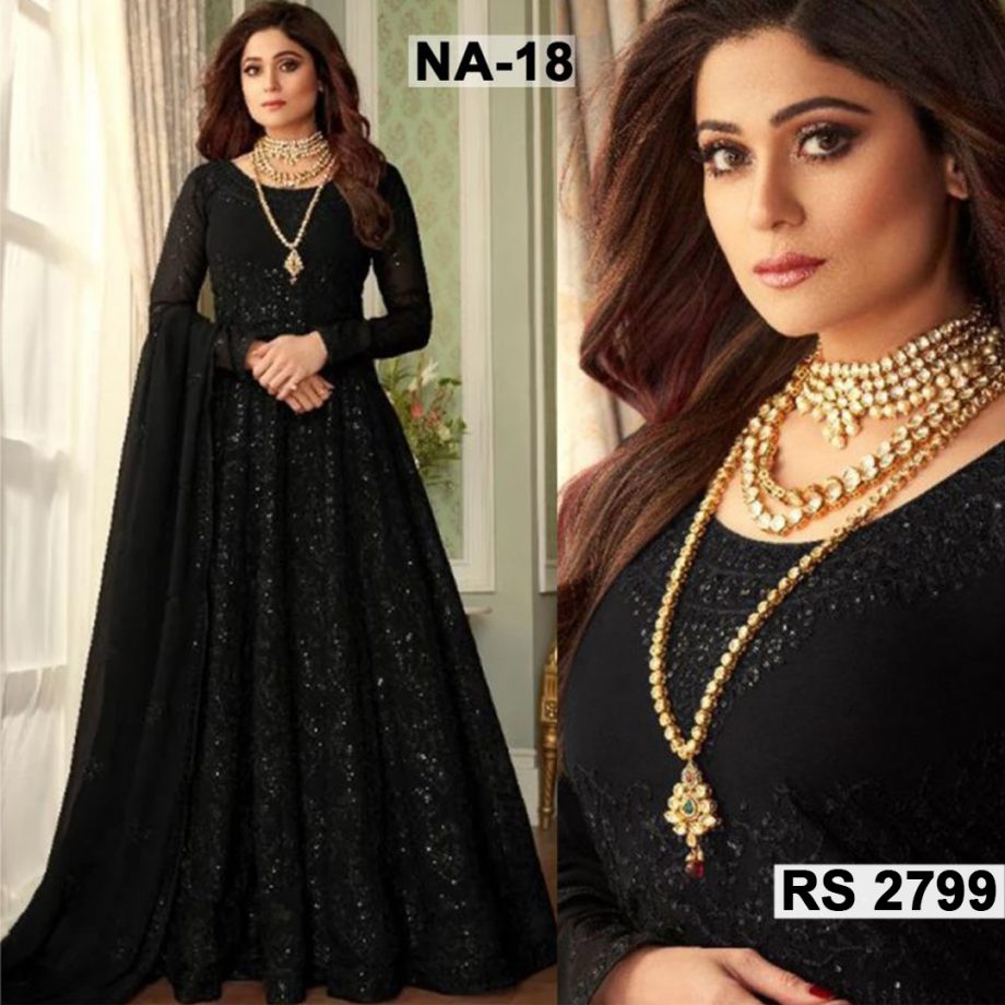 Net Heavy Handwork Embroidered Dress Complete 3 Piece Unstitched Code NA-18