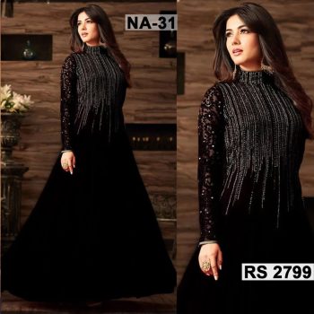 Chiffon Heavy Sequence Embroidered Dress Complete 3 Piece Unstitched Code NA-31