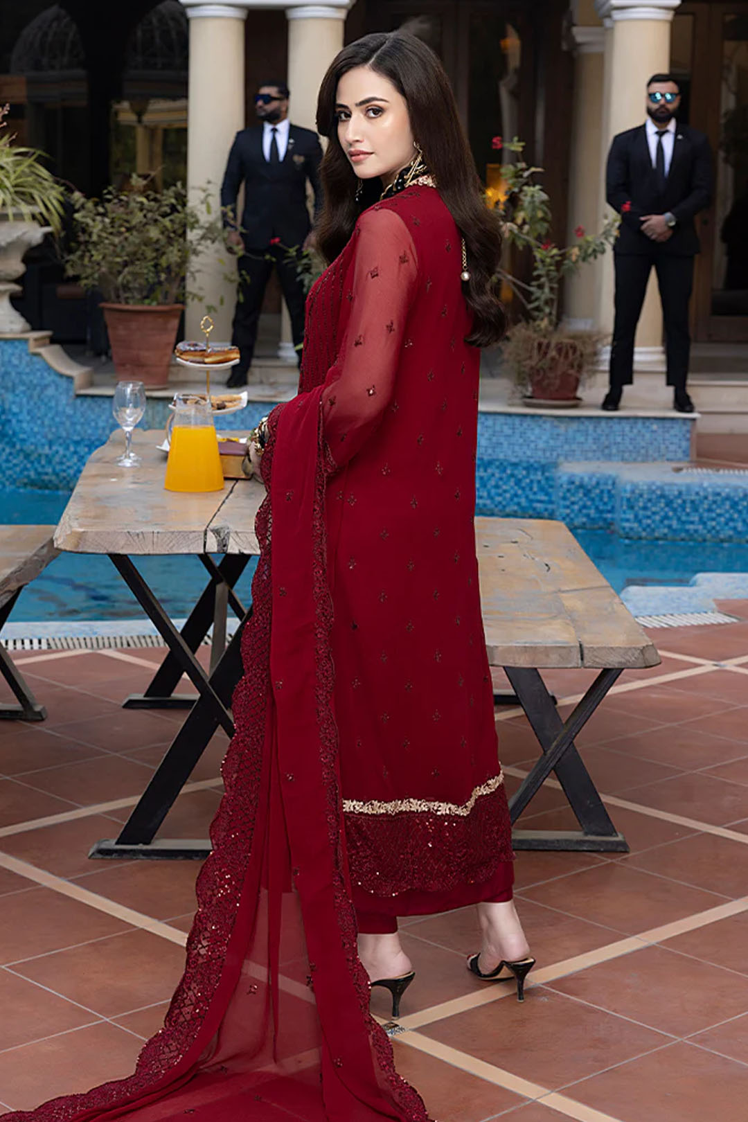 Chiffon Heavy Sequence Embroidered Dress Complete 3 Piece Unstitched Code NA-05