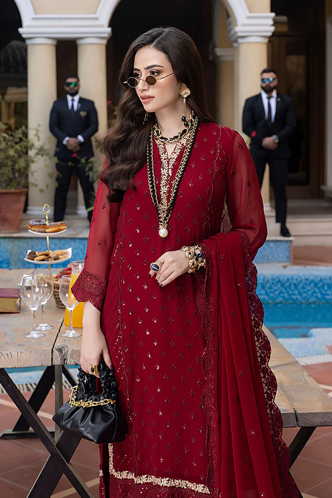 Chiffon Heavy Sequence Embroidered Dress Complete 3 Piece Unstitched Code NA-05