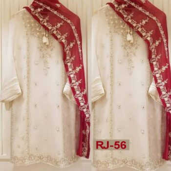 Heavy Handwork Embroidered Dress Complete 3 Piece Unstitched Code RJ-56